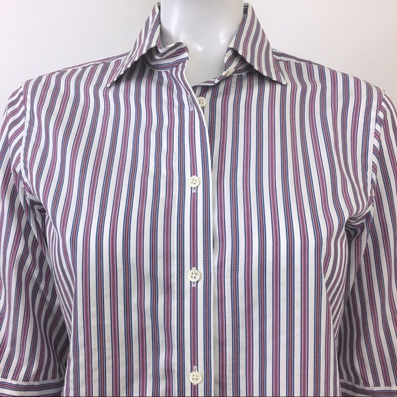 Faconnable Cotton Striped Button Down Shirt 2 - Picture 2 of 5